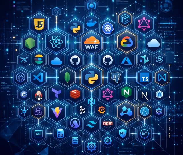 Software development workspace with code editor and modern tools